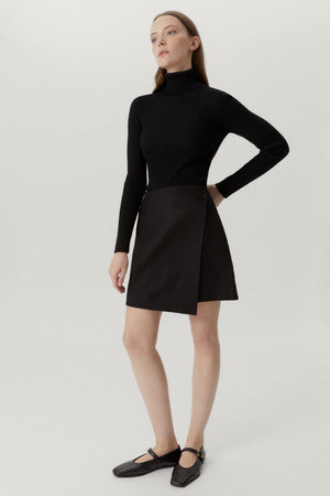 Black | The Merino Wool Ribbed Roll neck