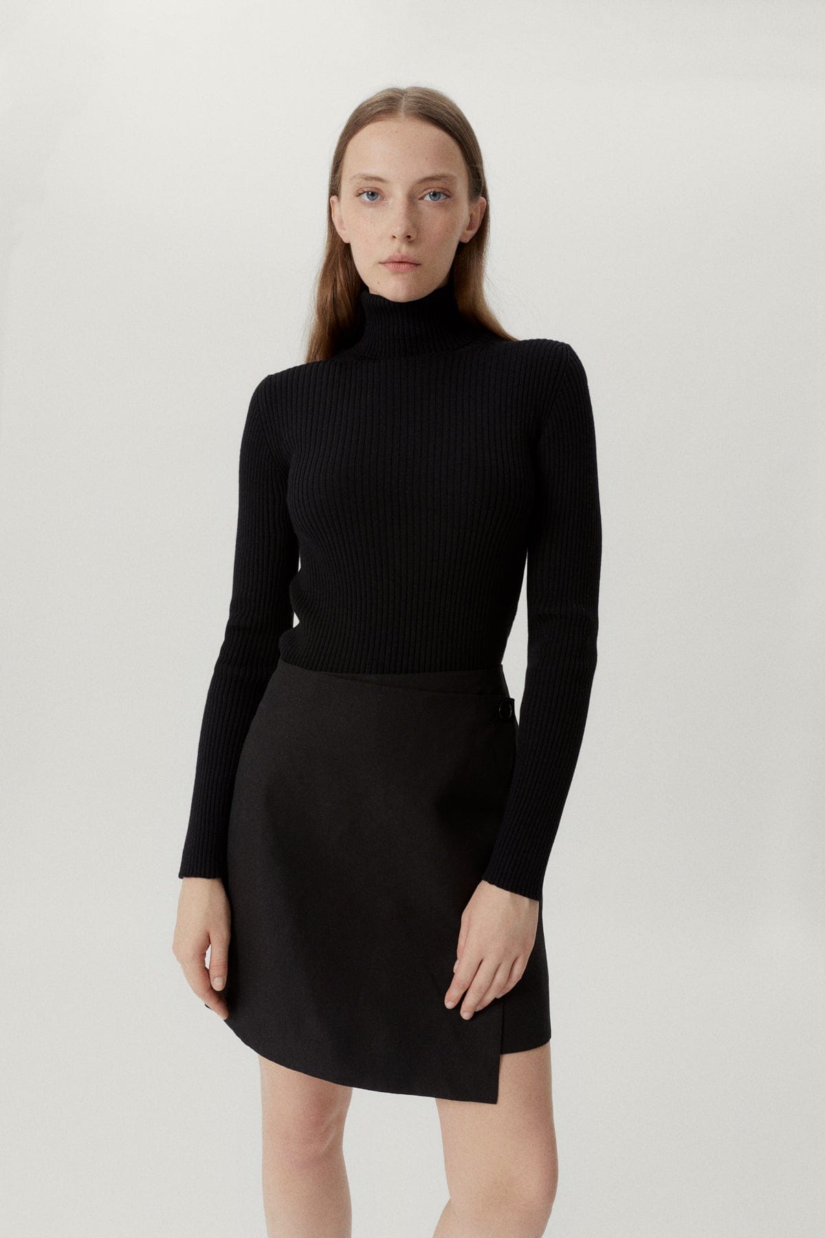 Black | The Merino Wool Ribbed Roll neck