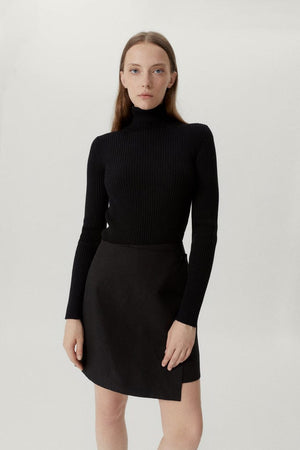 Black | The Merino Wool Ribbed Roll neck