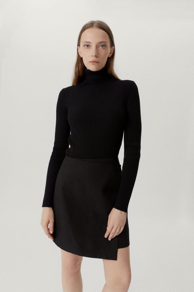 Black | The Merino Wool Ribbed Roll neck