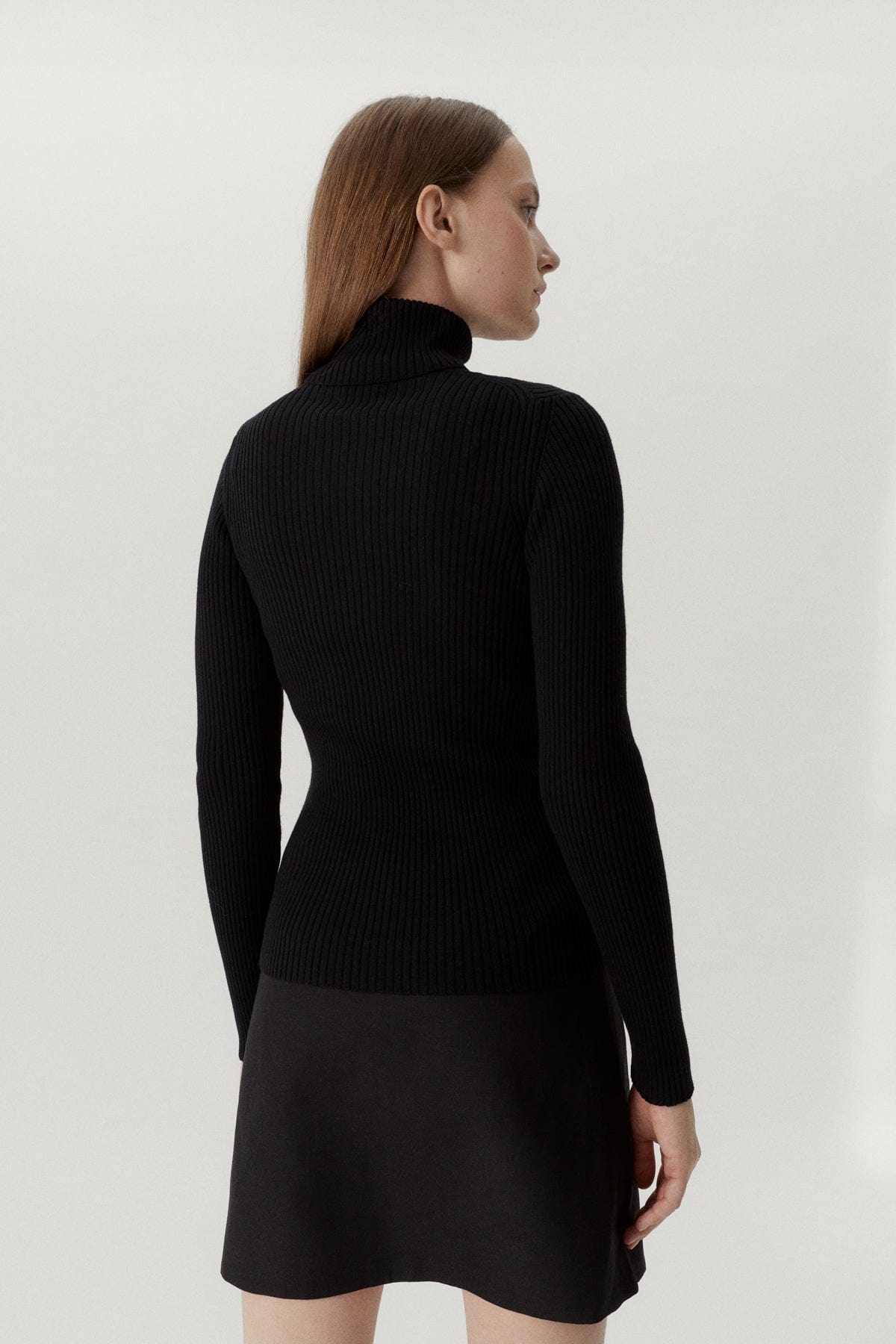 Black | The Merino Wool Ribbed Roll neck