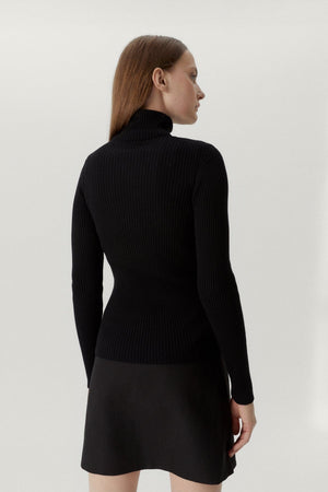 Black | The Merino Wool Ribbed Roll neck