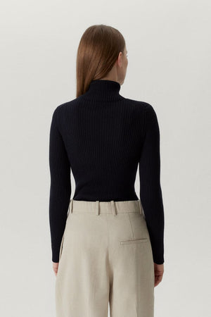 Oxford Blue | The Merino Wool Ribbed Roll neck