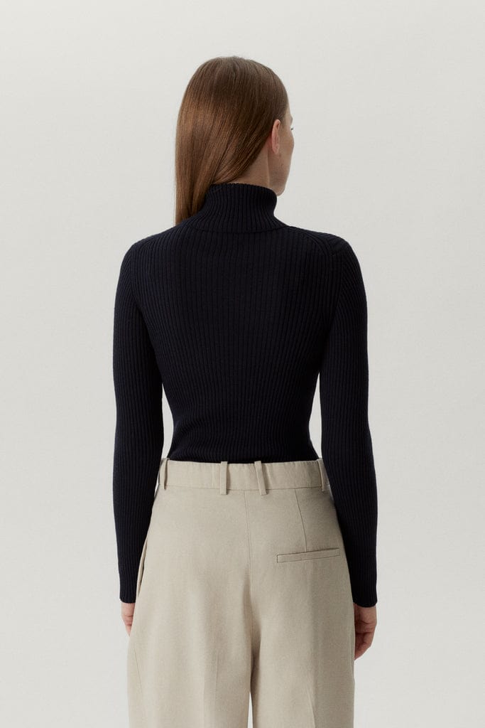 Oxford Blue | The Merino Wool Ribbed Roll neck