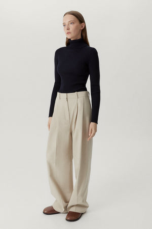 Oxford Blue | The Merino Wool Ribbed Roll neck