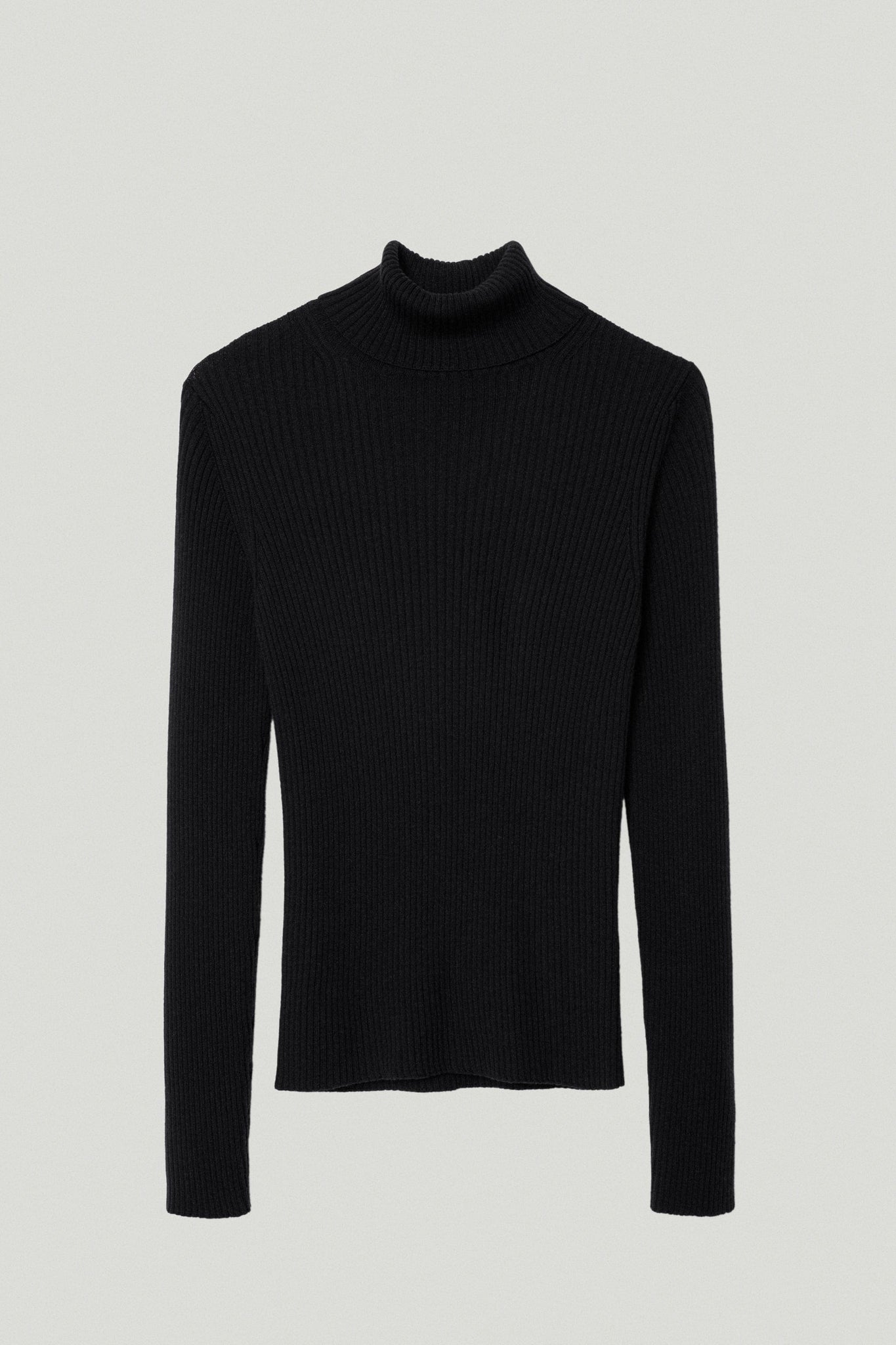 Black | The Merino Wool Ribbed Roll neck