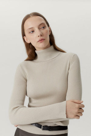 Pearl | The Merino Wool Ribbed Roll neck