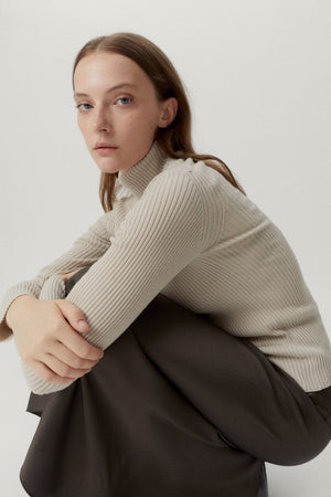 Pearl | The Merino Wool Ribbed Roll neck