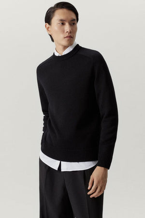 Black | The Merino Wool Saddle Shoulder Sweater
