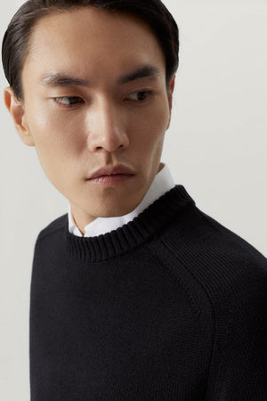 Black | The Merino Wool Saddle Shoulder Sweater