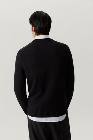Black | The Merino Wool Saddle Shoulder Sweater