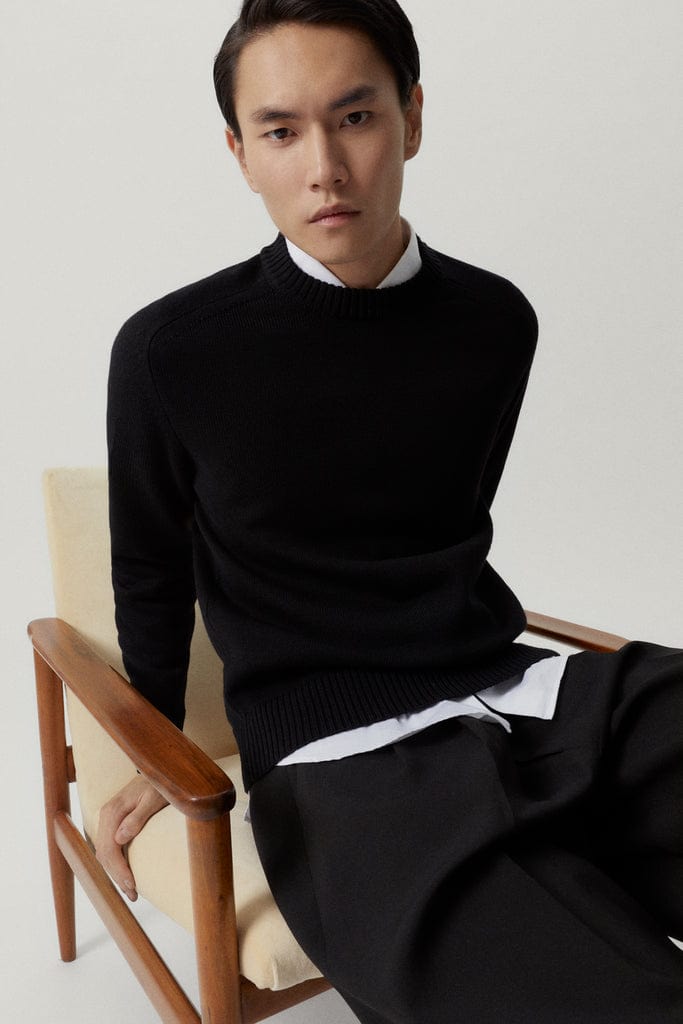 Black | The Merino Wool Saddle Shoulder Sweater