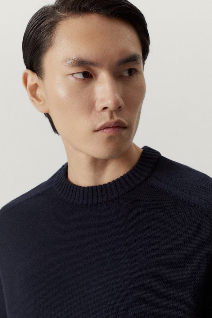 Oxford Blue | The Merino Wool Saddle Shoulder Sweater