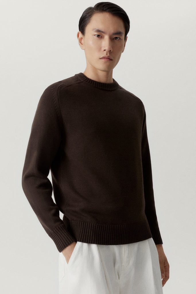 Mocha Brown | The Merino Wool Saddle Shoulder Sweater