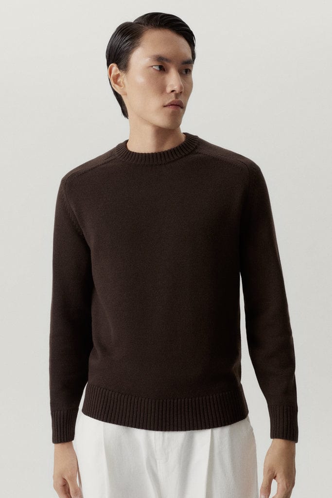 Mocha Brown | The Merino Wool Saddle Shoulder Sweater