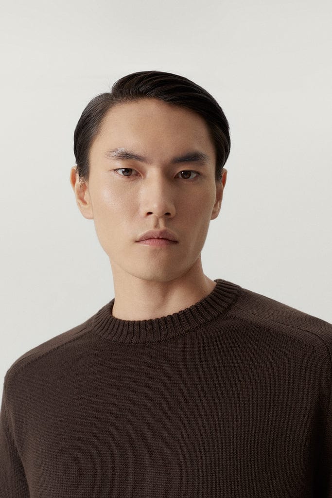 Mocha Brown | The Merino Wool Saddle Shoulder Sweater