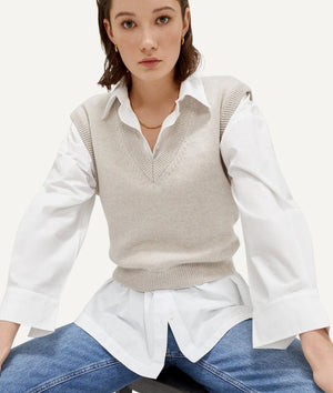 The Merino Wool Vest - Greige / M