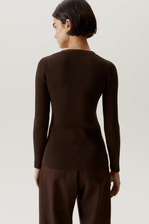 the organic cotton ribbed cardigan mocha brown