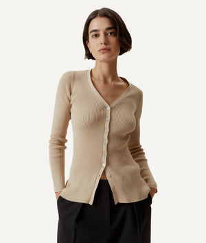 The Organic Cotton Ribbed Cardigan