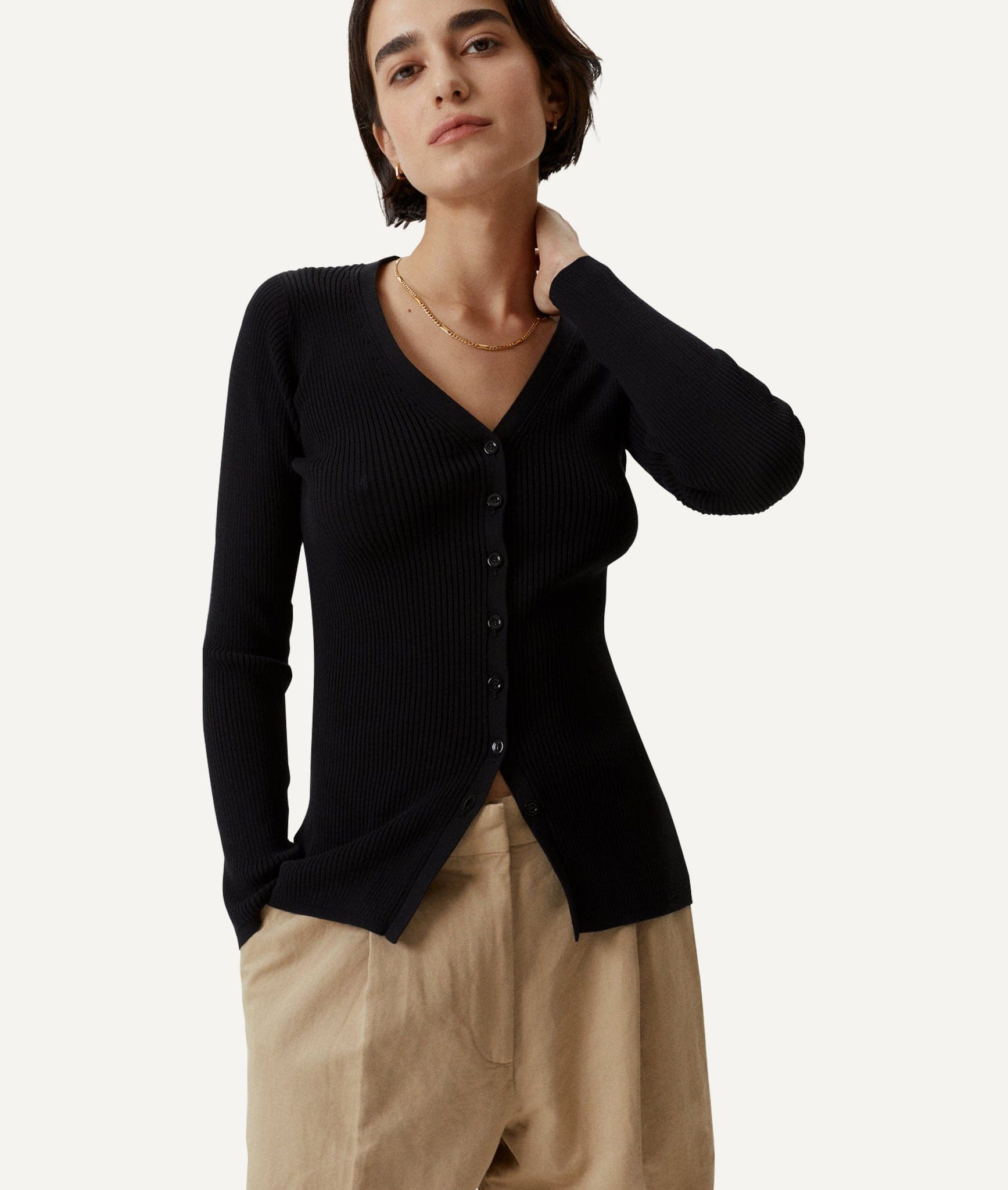 The Organic Cotton Ribbed Cardigan