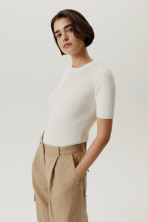 Milk White | The Organic Cotton Ribbed T-Shirt