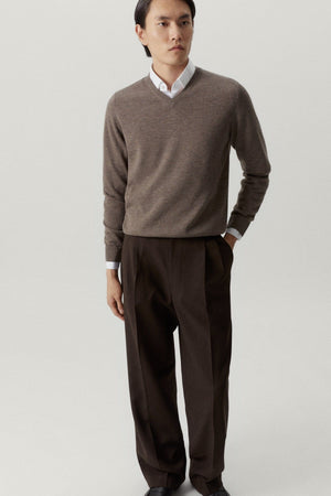 Brown Melange | The Ultrasoft V-Neck Sweater
