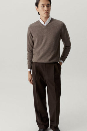 Brown Melange | The Ultrasoft V-Neck Sweater