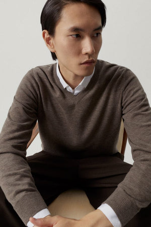 Brown Melange | The Ultrasoft V-Neck Sweater