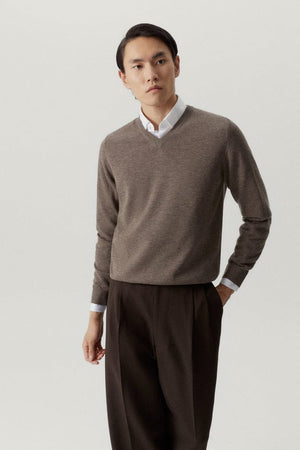Brown Melange | The Ultrasoft V-Neck Sweater