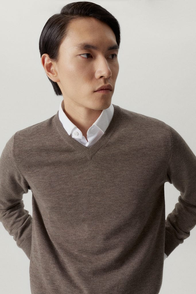 Brown Melange | The Ultrasoft V-Neck Sweater
