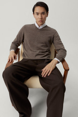 Brown Melange | The Ultrasoft V-Neck Sweater