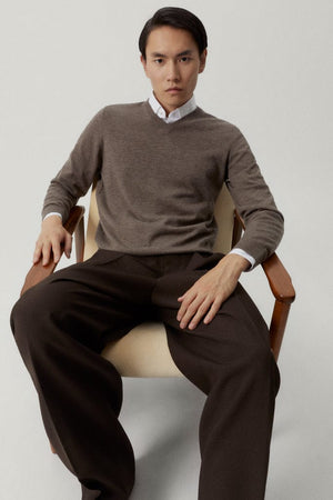 Brown Melange | The Ultrasoft V-Neck Sweater