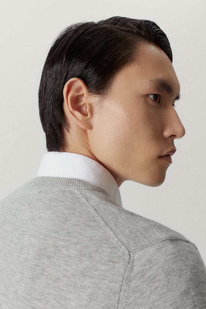 Grey Melange | The Ultrasoft V-Neck Sweater