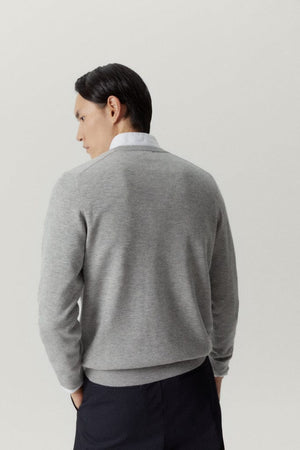 Grey Melange | The Ultrasoft V-Neck Sweater