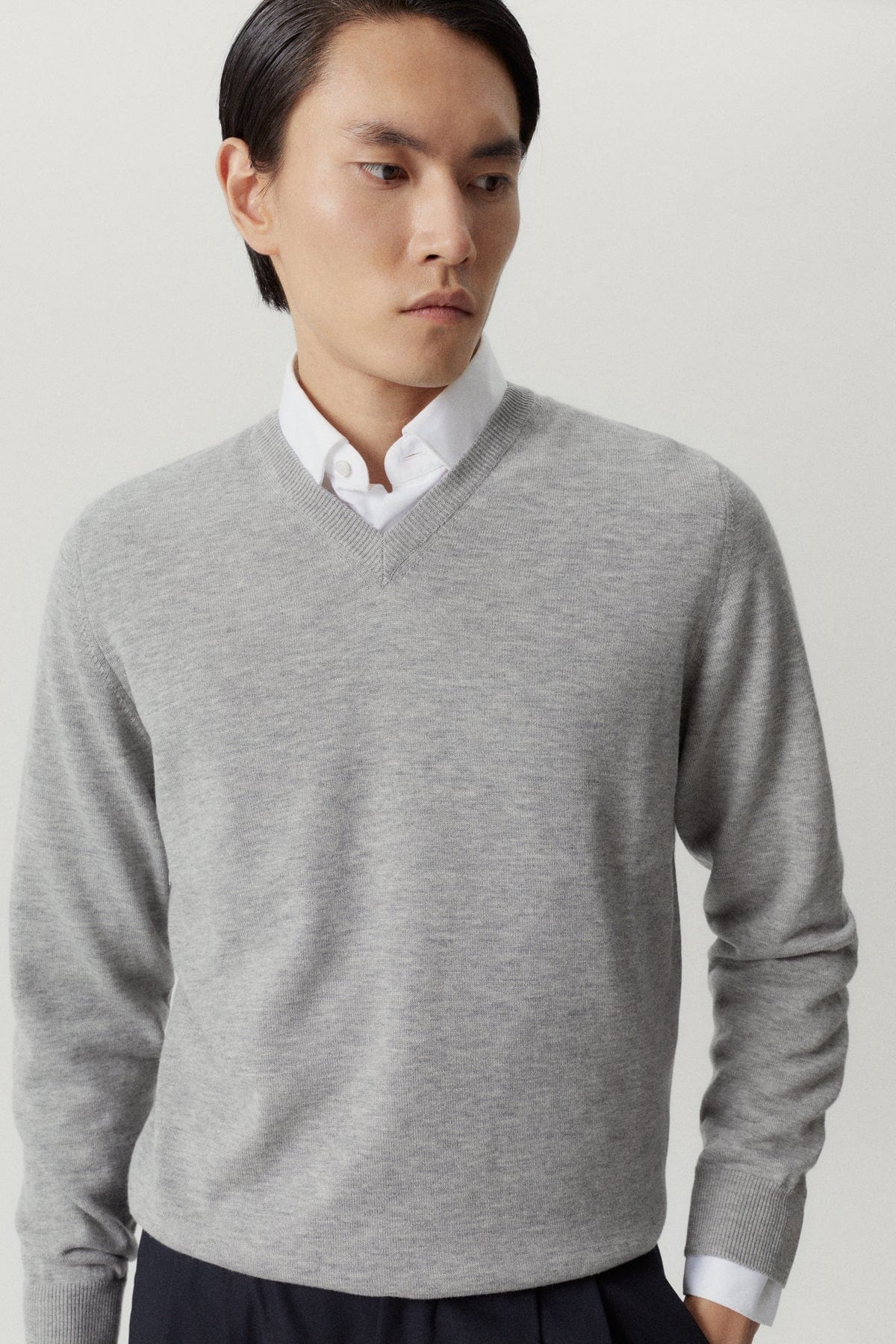 Grey Melange | The Ultrasoft V-Neck Sweater