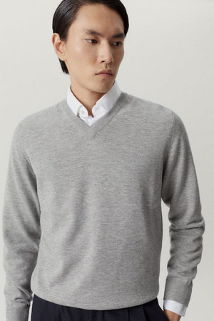 Grey Melange | The Ultrasoft V-Neck Sweater