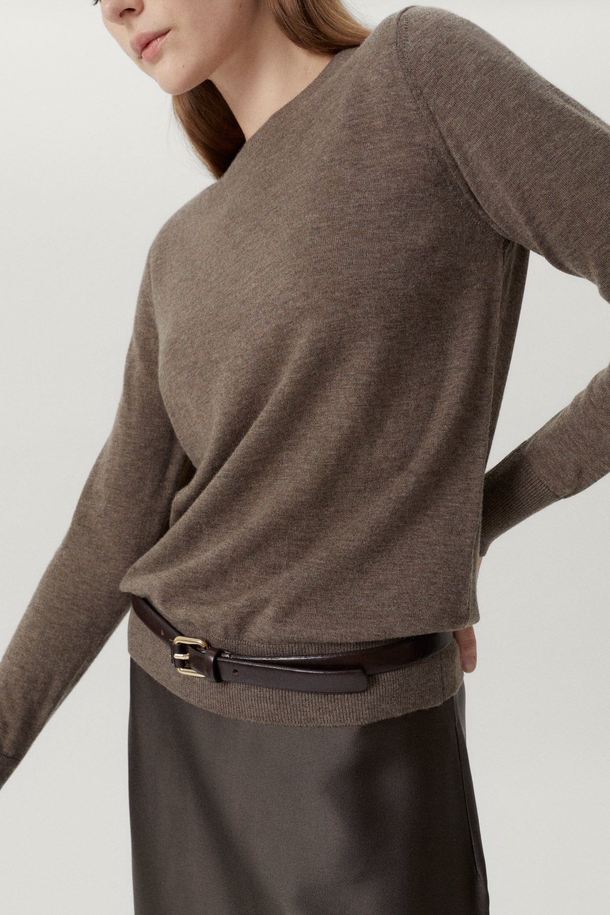 Brown Melange | The Ultrasoft Wool Round-Neck