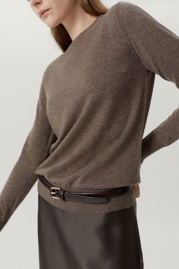Brown Melange | The Ultrasoft Wool Round-Neck