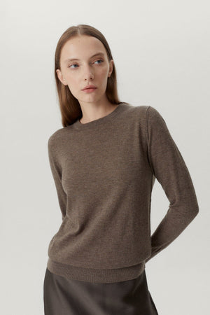 Brown Melange | The Ultrasoft Wool Round-Neck