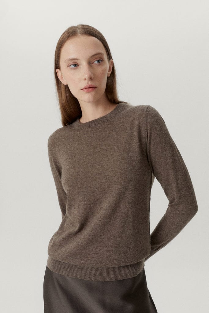 Brown Melange | The Ultrasoft Wool Round-Neck