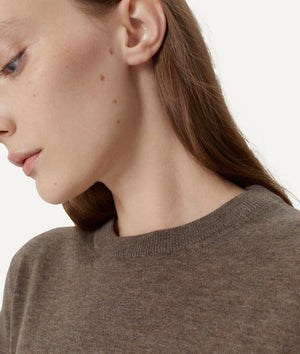 The Ultrasoft Wool Round-Neck - Brown Melange / XS