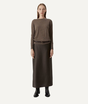 The Ultrasoft Wool Round-Neck - Brown Melange / XS