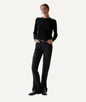 The Ultrasoft Wool Round-Neck - Brown Melange / XS