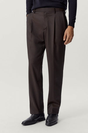 Dark Brown | The Wool Tailored Pants with Pinces