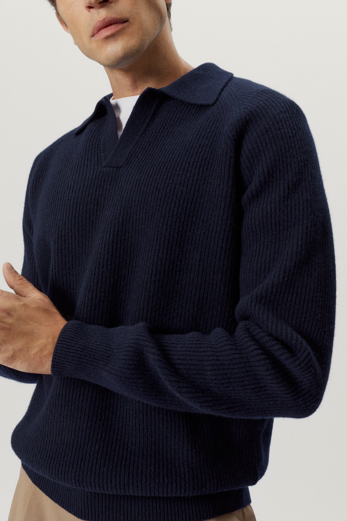 Blue Navy | The Woolen Ribbed Polo