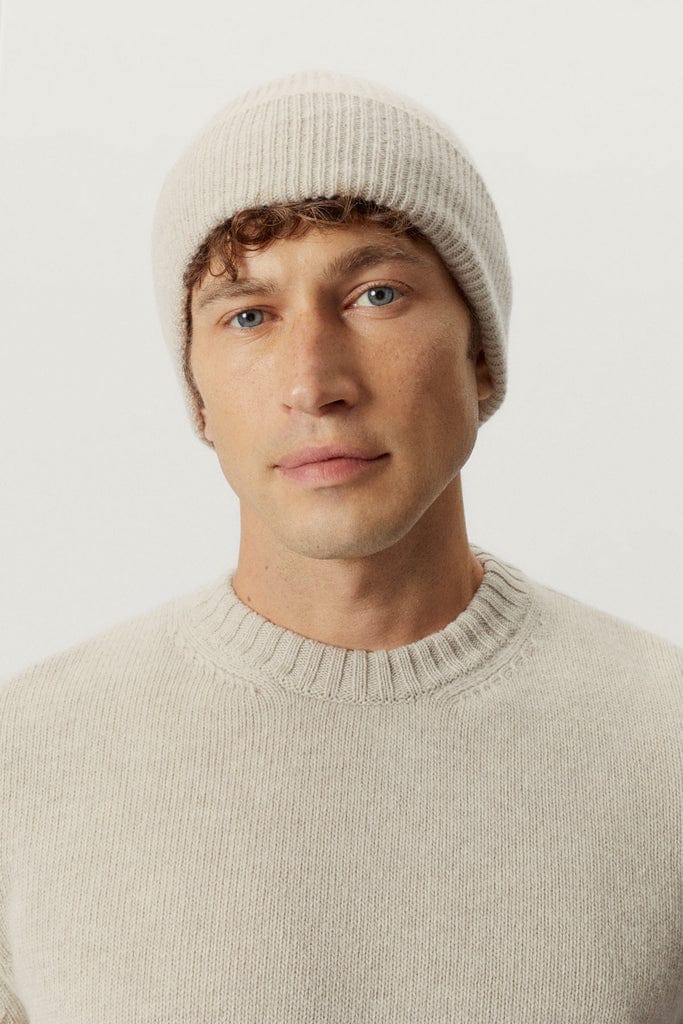 the woolen ribbed beanie ecru