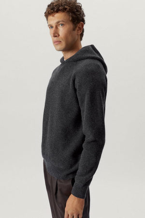 the woolen ribbed hoodie sweater ash grey