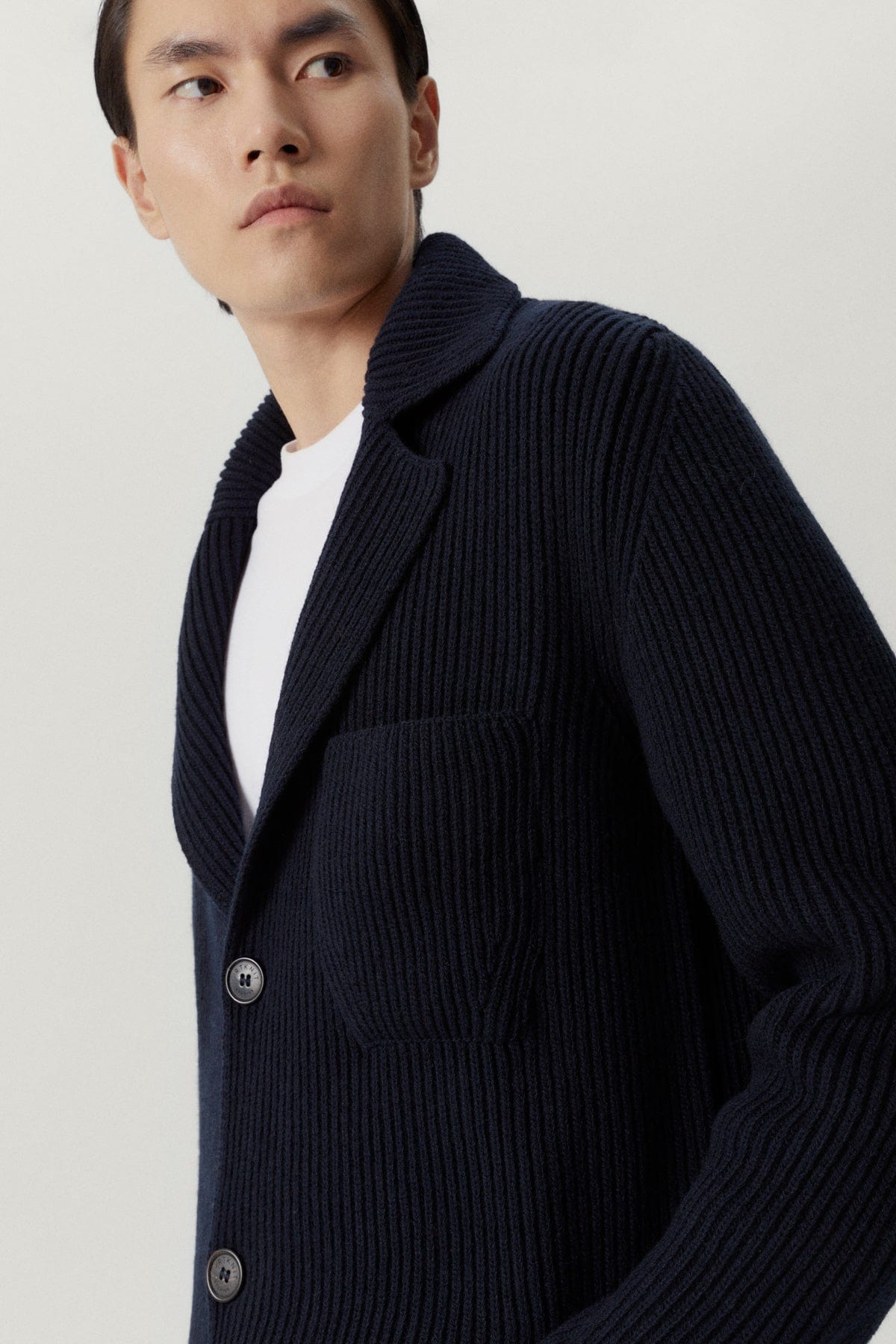 Blue Navy | The Woolen Ribbed Jacket