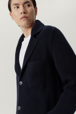 Blue Navy | The Woolen Ribbed Jacket
