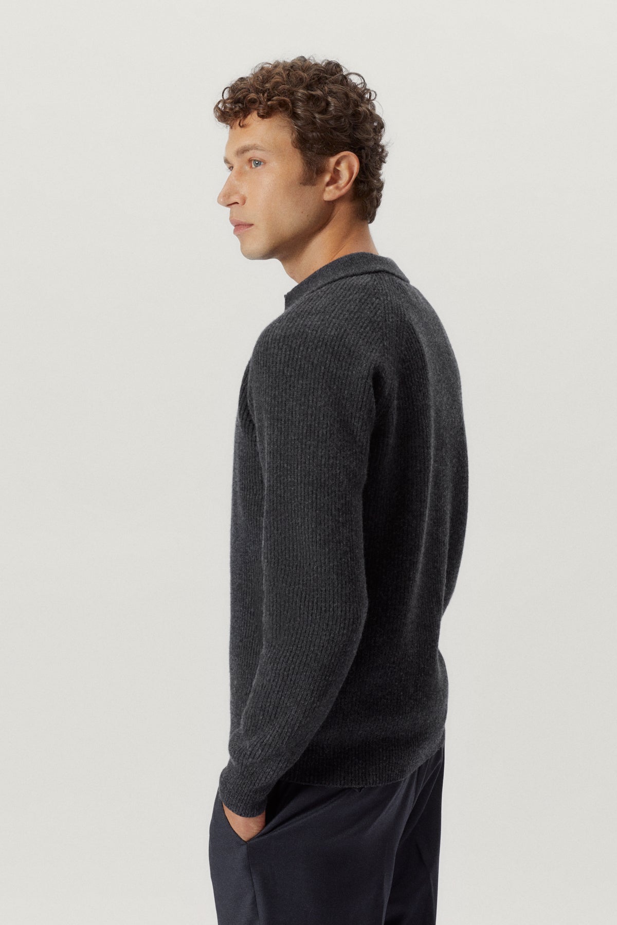 Ash Grey | The Woolen Ribbed Polo